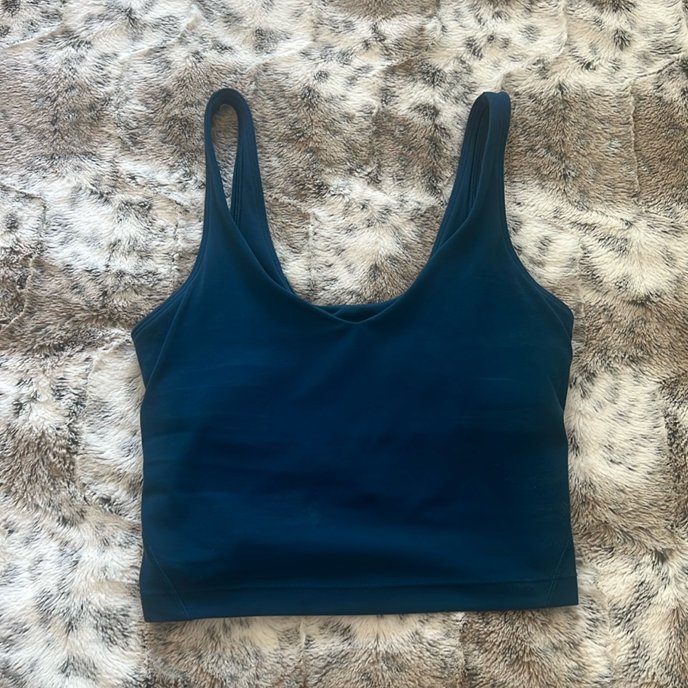 XS dark teal LuluLemon crop top w/ built in padding